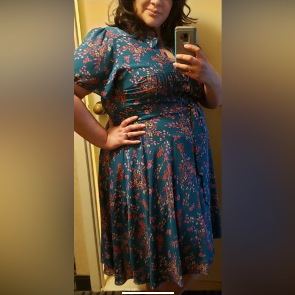 Nanette Lapore belted pin tuck detail midi dress plus size 22W - Picture 9 of 9